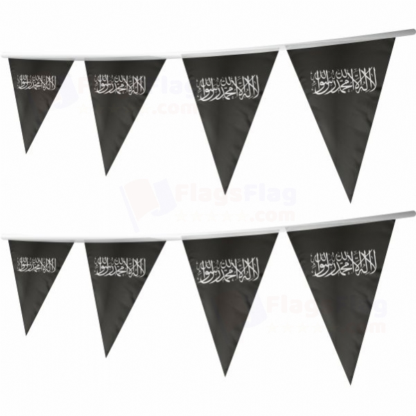The Black Word i Tawhid Stringed Triangle Flag