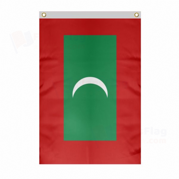 The Maldives Large Size Flag Hanging on Building