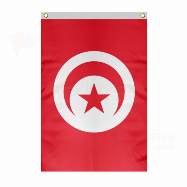 Tunisia Large Size Flag Hanging on Building