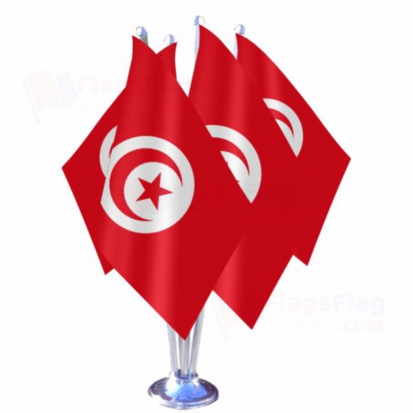 Tunisia Quadruple Table Flag