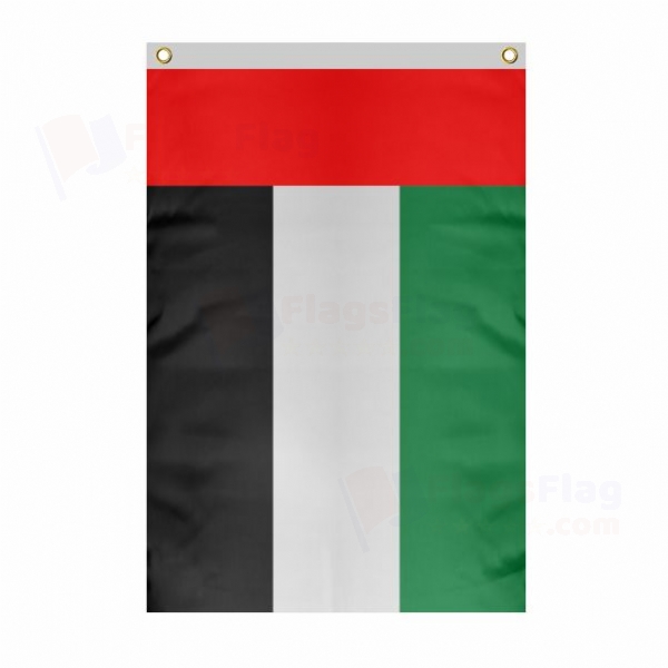 UAE Large Size Flag Hanging on Building