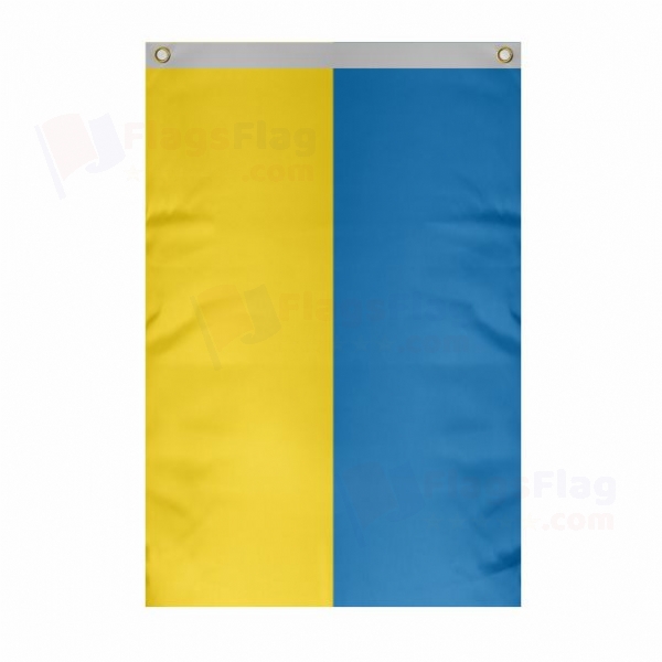 Ukraine Large Size Flag Hanging on Building
