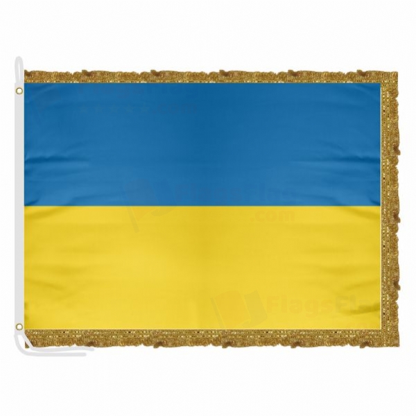 Ukraine Satin Office Flag