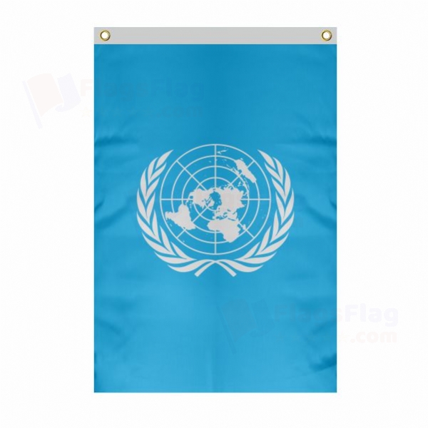 United Nations Large Size Flag Hanging on Building