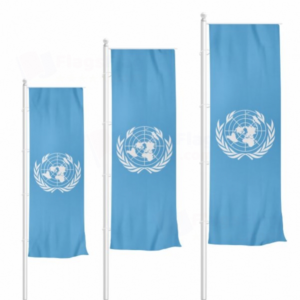 United Nations Vertically Raised Flags