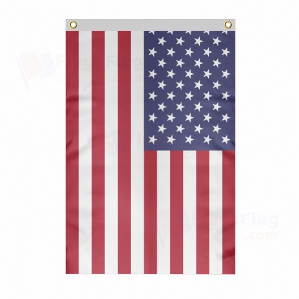 United States of America Large Size Flag Hanging on Building