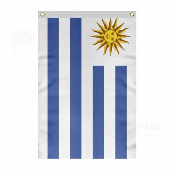 Uruguay Large Size Flag Hanging on Building