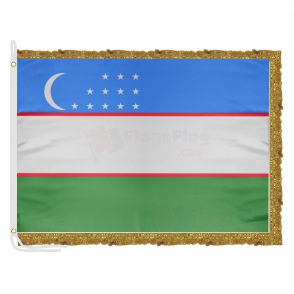 Uzbekistan Satin Office Flag
