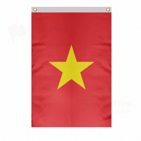 Vietnam Large Size Flag Hanging on Building