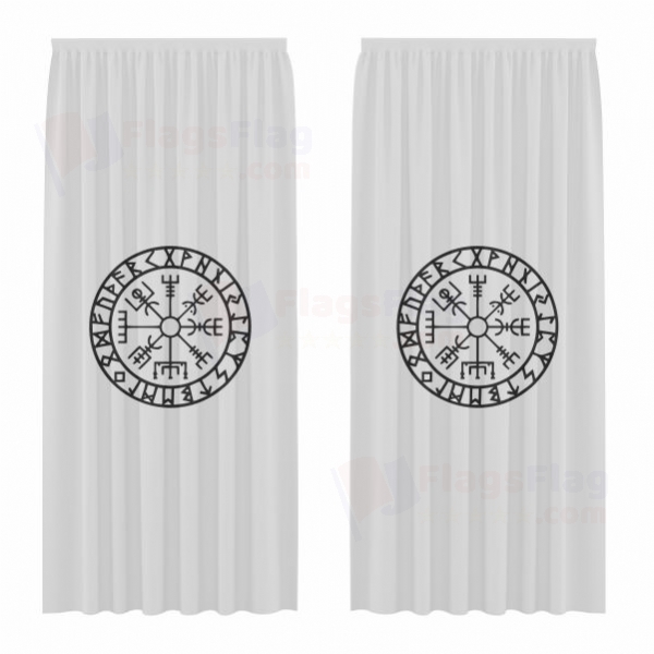 Viking Symbol Nordic Compass Digital Printed Curtains