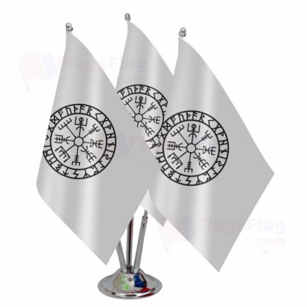 Viking Symbol Nordic Compass Triple Table Flag