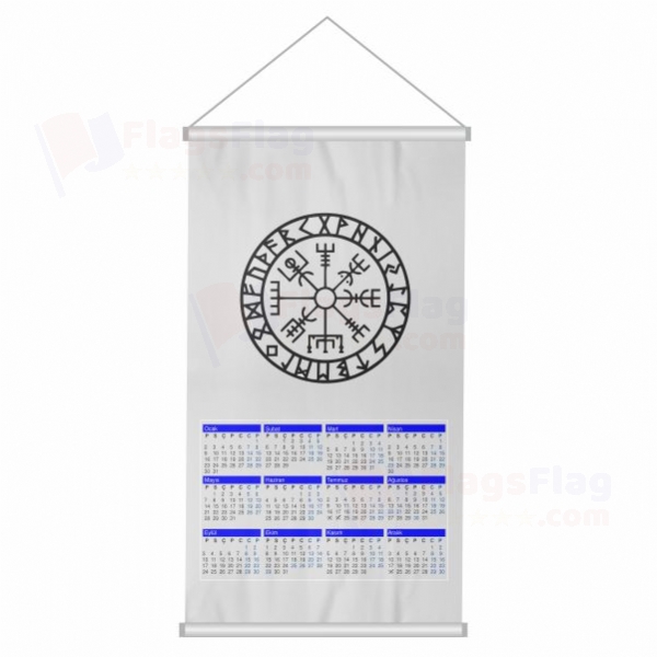 Viking Symbol Nordic Compass Woven Fabric Digital Printing Calendar