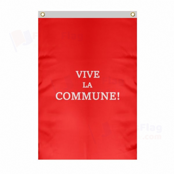 Vive La Commune Large Size Flag Hanging on Building