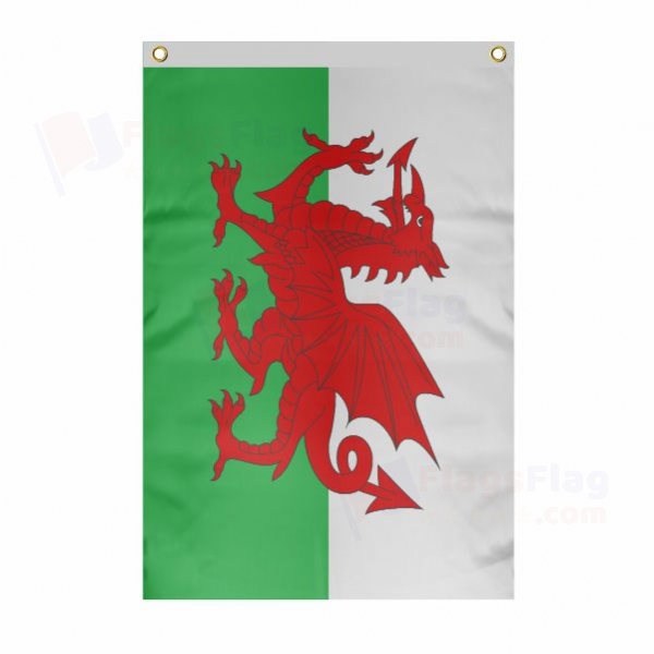 Wales Large Size Flag Hanging on Building