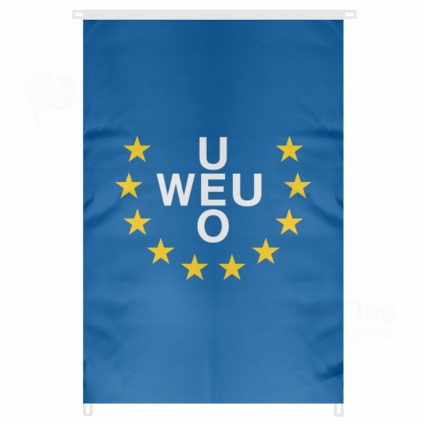 Western European Union Large Size Flag Hanging on Building