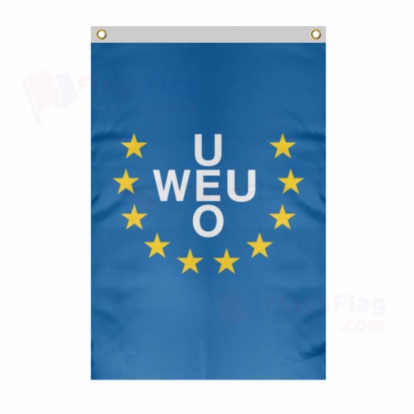 Western European Union Large Size Flag Hanging on Building