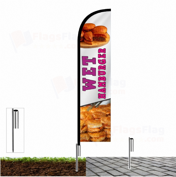 Wet hamburger Fishing Rod Flag