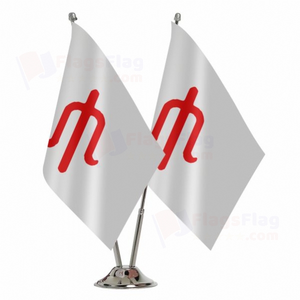 white Alleged 2 Table Flags