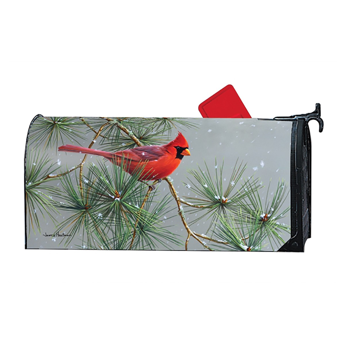 Winter Mailbox Cover - Red Bird