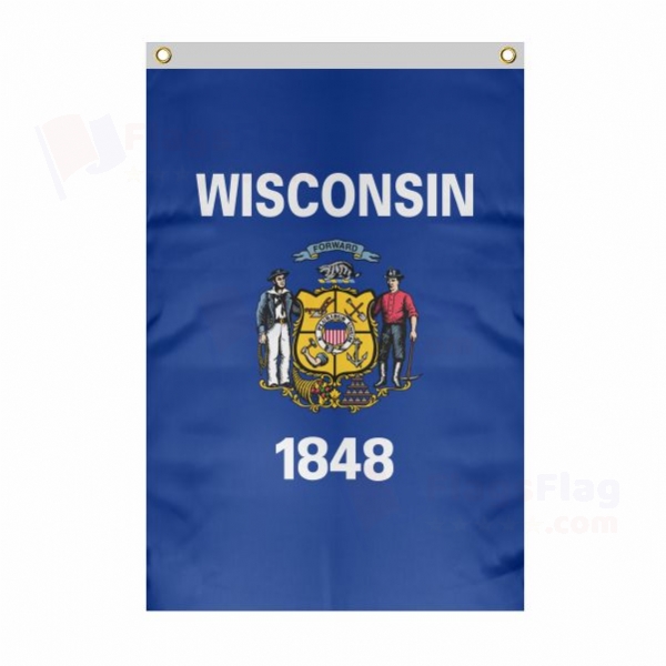 Wisconsin Large Size Flag Hanging on Building