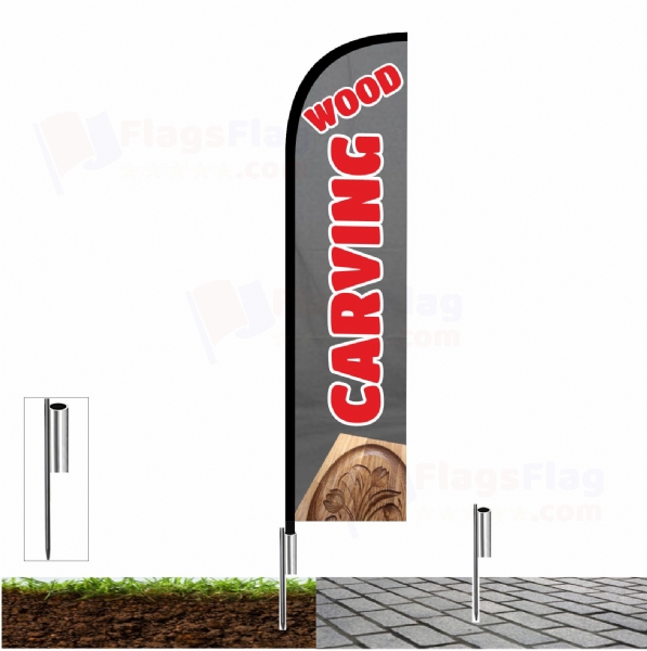 Wood carving Fishing Rod Flag