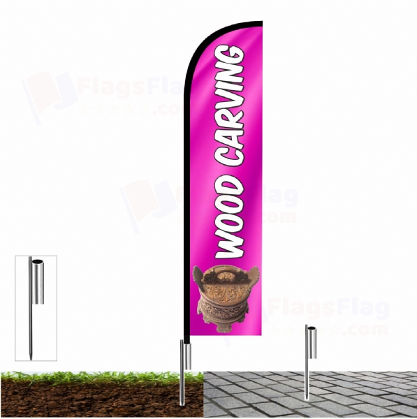 Wood carving Flags with fishing line