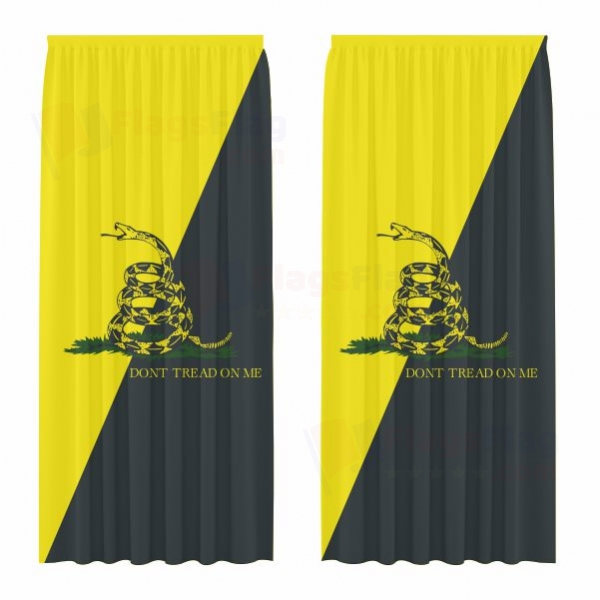 Yellow Black Dont Tread On Me Digital Printed Curtains