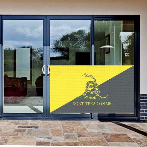 Yellow Black Dont Tread On Me Glass Film Yellow Black Dont Tread On Me One Way Vision Printing