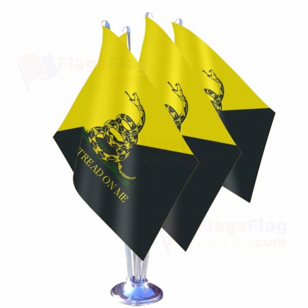 Yellow Black Dont Tread On Me Quadruple Table Flag
