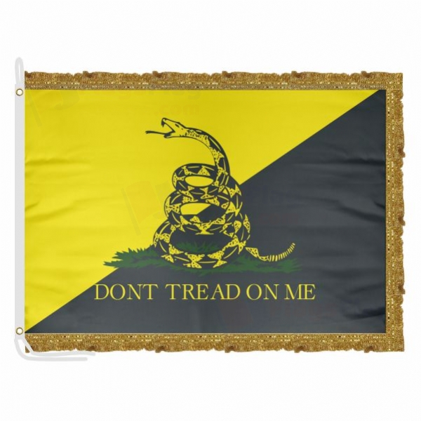 Yellow Black Dont Tread On Me Satin Office Flag