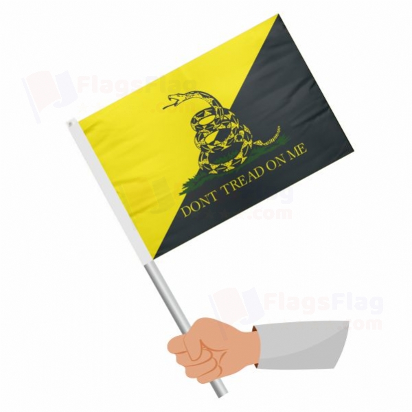 Yellow Black Dont Tread On Me Stick Flag