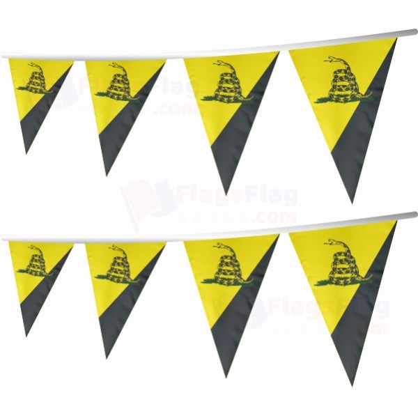 Yellow Black Dont Tread On Me Stringed Triangle Flag
