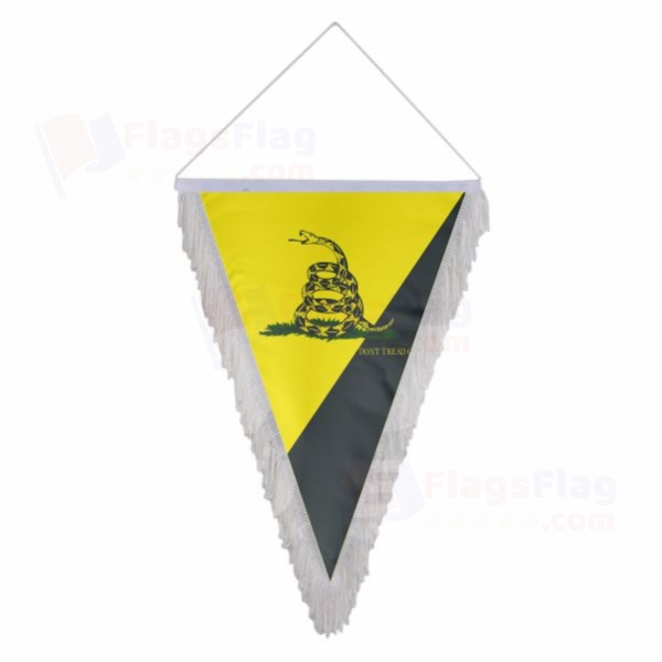 Yellow Black Dont Tread On Me Triangle Fringed Streamers