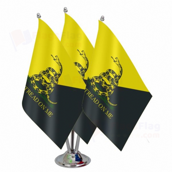 Yellow Black Dont Tread On Me Triple Table Flag